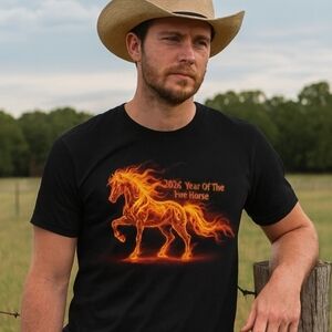 2026 Year of the Fire Horse Unisex Tee – Bold Zodiac Graphic Shirt